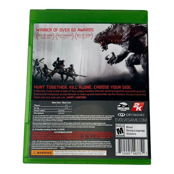 Evolve (Microsoft Xbox One, 2015) (Complete w/ Manual) - Picture 3 of 3